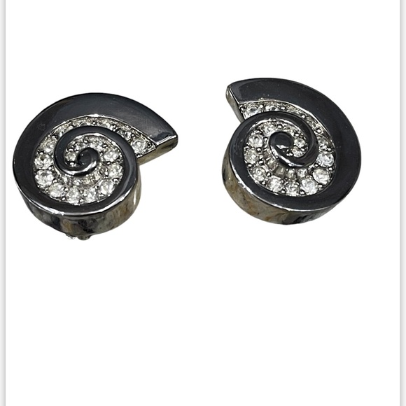 Givenchy- Stamped Vintage Swirl Silver Tone Clip On Earrings-Preowned - Picture 6 of 6